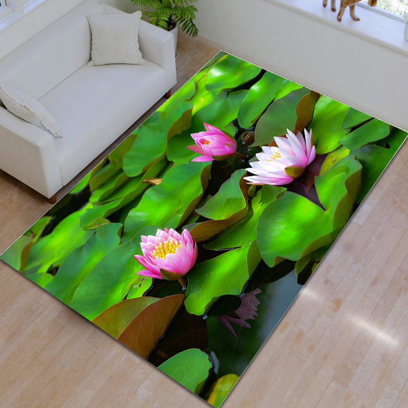 Aesthetics 3D Graphic Print Rug Multicolor Chinoiserie Rug Polypropylene Pet-Friendly Washable Anti-Slip Backing Rug for Parlor Green Clearhalo 'Area Rug' 'Rug' 2256707