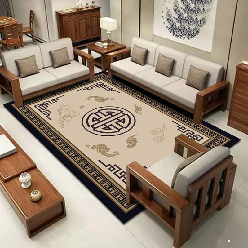 Chinese Parlor Rug Multi-Color Greek Key Border Print Rug Polyester Pet-Friendly Stain Resistant Anti-Slip Backing Rug Coffee Clearhalo 'Area Rug' 'Rug' 2256803