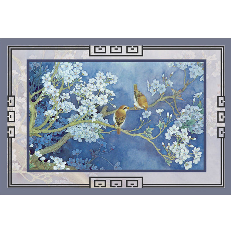 Chic Bird and Flower Rug Multi Color Asian Carpet Polyester Non-Slip Backing Pet-Friendly Washable Rug for Family Room Clearhalo 'Area Rug' 'Rug' 2256861