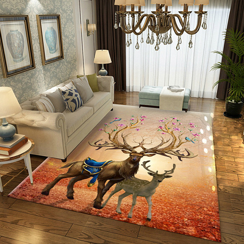 Multicolor Flower Printing Rug Synthetics Asian Rug Pet-Friendly Machine Wash Anti-Slip Backing Rug for Home Decoration Clearhalo 'Area Rug' 'Rug' 2256865