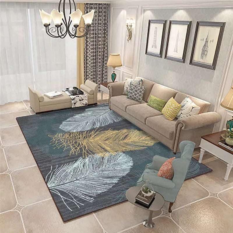 Japanese Painting Printed Rug Multi Color Synthetics Rug Non-Slip Backing Pet-Friendly Rug for Drawing Room Grey Clearhalo 'Area Rug' 'Rug' 2256921