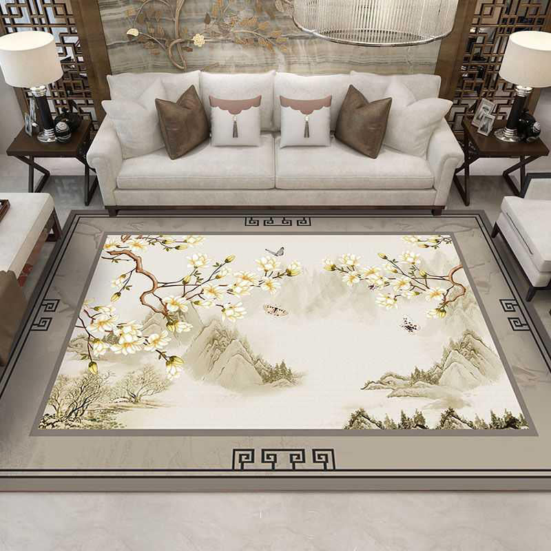 Asian Decoration Rug Multi-Color Floral Carpet Polypropylene Washable Stain Resistant Non-Slip Backing Rug Clearhalo 'Area Rug' 'Rug' 2256946