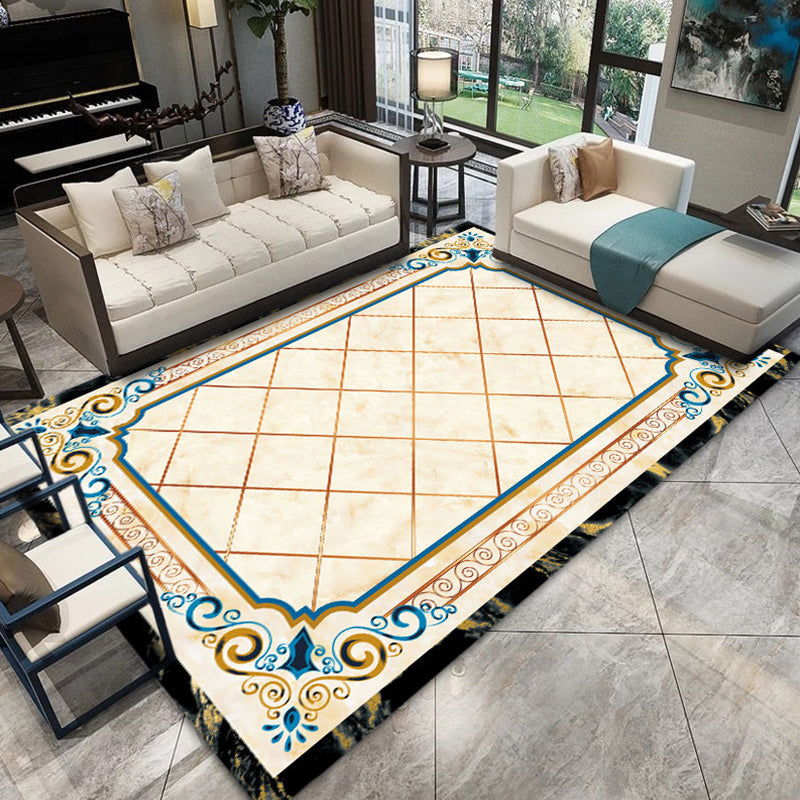 Chinese Printed Indoor Rug Multicolor Synthetics Carpet Stain Resistant Pet-Friendly Anti-Slip Rug for Living Room Beige Clearhalo 'Area Rug' 'Rug' 2256964