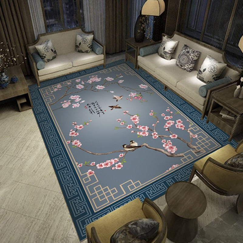 Multi Colored Living Room Rug Chinoiserie Flower Rug Polypropylene Machine Washable Stain Resistant Non-Slip Backing Rug Clearhalo 'Area Rug' 'Rug' 2256978