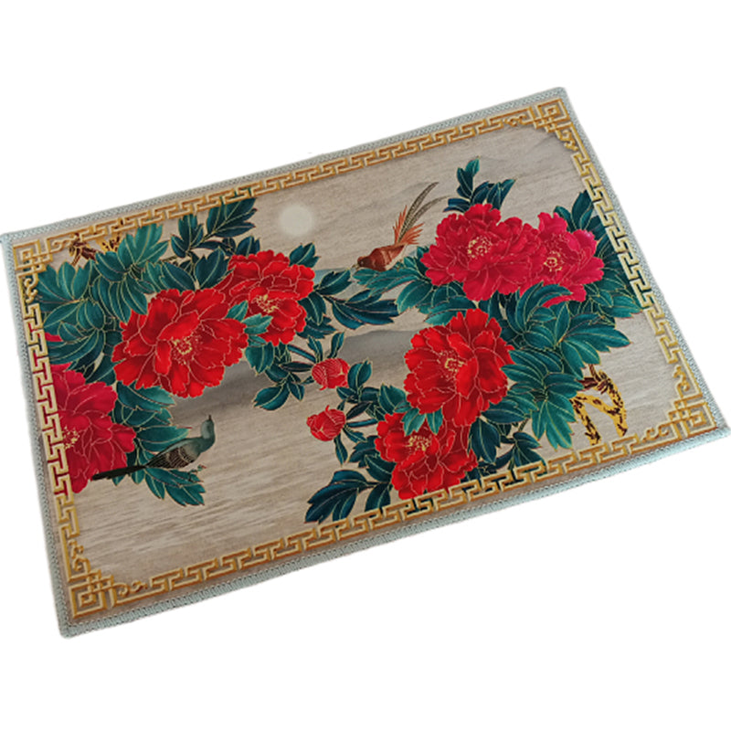 Multi Colored Living Room Rug Chinoiserie Flower Rug Polypropylene Machine Washable Stain Resistant Non-Slip Backing Rug Clearhalo 'Area Rug' 'Rug' 2256987