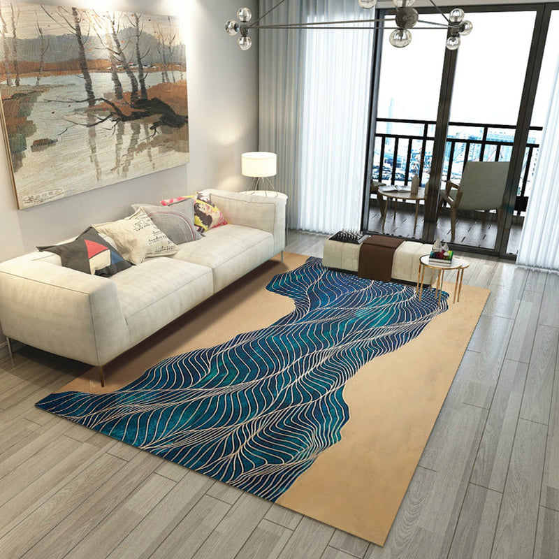 Decorative Asian Rug Multicolor Mountain Print Abstract Carpet Pet-Friendly Non-Slip Backing Rug for Room Navy Clearhalo 'Area Rug' 'Rug' 2257009