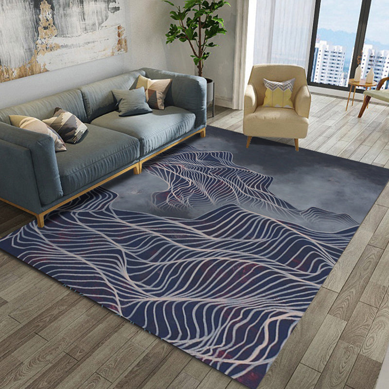 Decorative Asian Rug Multicolor Mountain Print Abstract Carpet Pet-Friendly Non-Slip Backing Rug for Room Gray-Blue Clearhalo 'Area Rug' 'Rug' 2257010