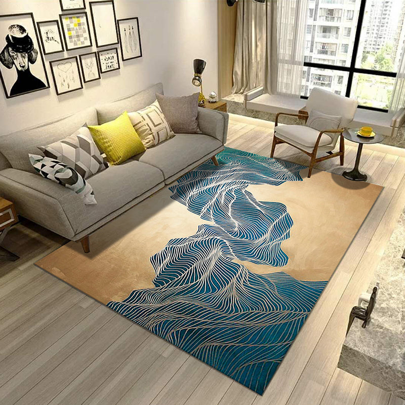 Decorative Asian Rug Multicolor Mountain Print Abstract Carpet Pet-Friendly Non-Slip Backing Rug for Room Green Clearhalo 'Area Rug' 'Rug' 2257012