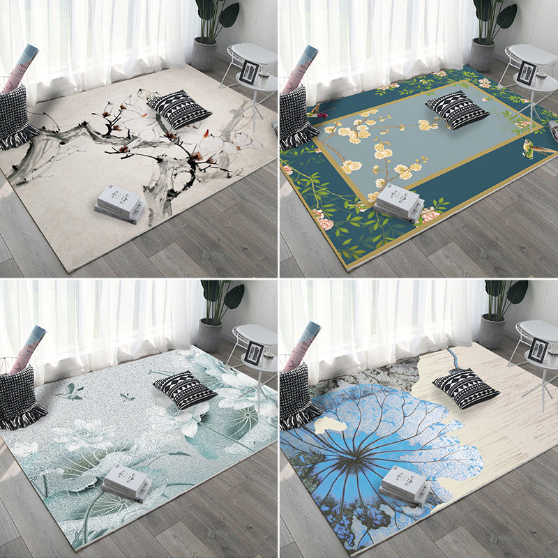 Oriental Home Rug Multi Colored Ink Painting Flower Rug Polyester Washable Non-Slip Pet-Friendly Rug Clearhalo 'Area Rug' 'Rug' 2257021