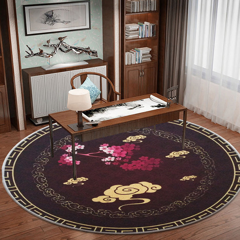 Classy Zen Art Print Rug Multi-Color Chinese Rug Polyester Stain Resistant Anti-Slip Rug for Study Room Chocolate Clearhalo 'Area Rug' 'Rug' 2257290