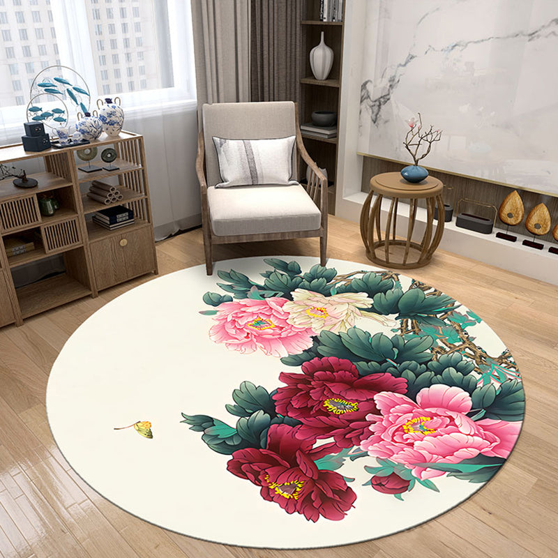 Festive Flower Print Rug Multi Colored Chinese Rug Polypropylene Stain Resistant Non-Slip Pet-Friendly Rug for Bedroom Red Clearhalo 'Area Rug' 'Rug' 2257322