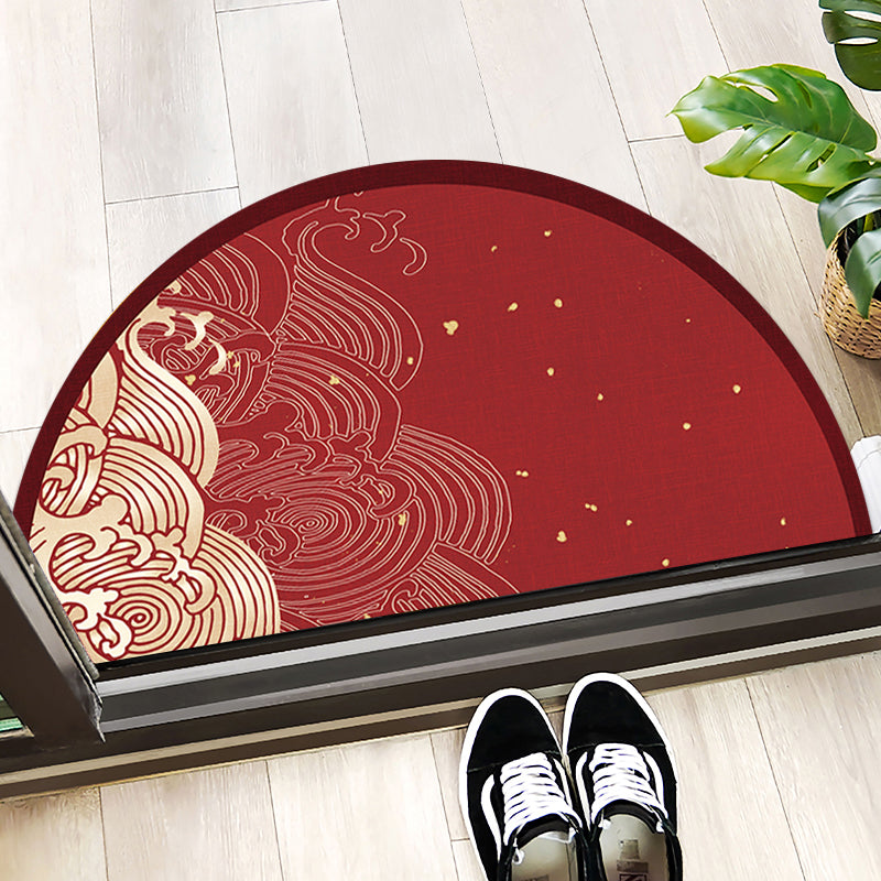 Multi-Color Asia Rug Synthetics Freehand Print Carpet Machine Washable Pet-Friendly Non-Slip Backing Rug for Door Light Rose Red Clearhalo 'Area Rug' 'Rug' 2257408