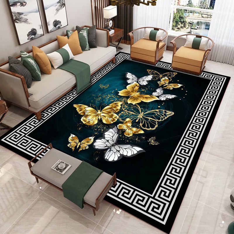 Chinese 3D Print Rug Multicolor Polyester Rug Pet-Friendly Non-Slip Washable Rug for Living Room Black Clearhalo 'Area Rug' 'Rug' 2257442