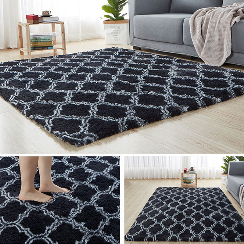 Comfy Trellis Print Rug Multicolor Contemporary Carpet Faux Wool Machine Washable Anti-Slip Backing Pet Friendly Rug for Room Black Clearhalo 'Area Rug' 'Casual' 'Rugs' Rug' 2257554