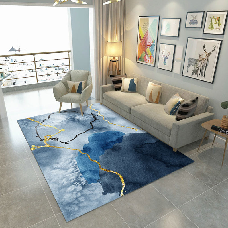 Punky Industrial Area Rug Multi Color Graffiti Abstract Rug Non-Slip Pet Friendly Stain Resistant Rug for Room Denim Blue Clearhalo 'Area Rug' 'Rug' 2263056