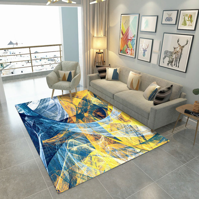 Punky Industrial Area Rug Multi Color Graffiti Abstract Rug Non-Slip Pet Friendly Stain Resistant Rug for Room Blue-Yellow Clearhalo 'Area Rug' 'Rug' 2263061