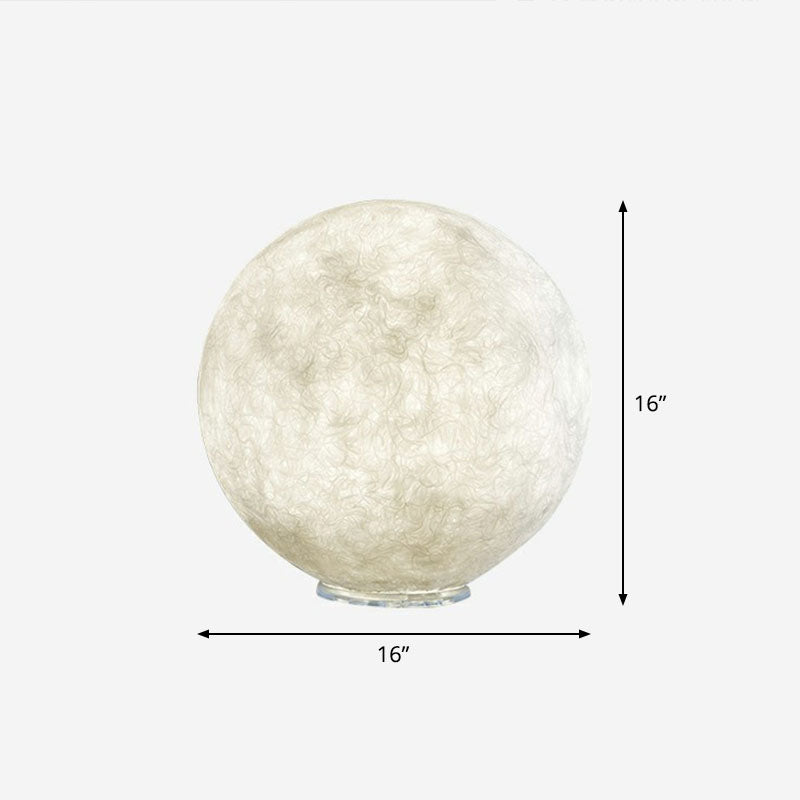 Simplicity Moon Sphere Nightstand Lamp Plastic 1-Light Bedroom Table Light in White White 16