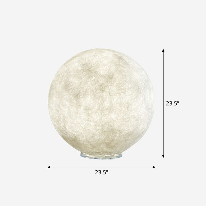 Simplicity Moon Sphere Nightstand Lamp Plastic 1-Light Bedroom Table Light in White White 23.5