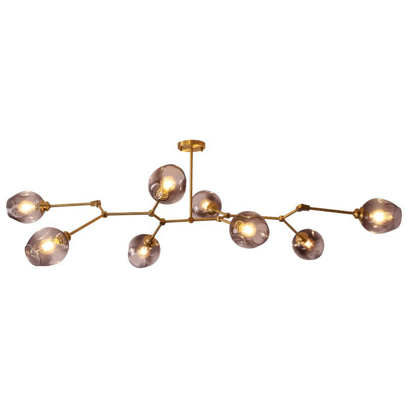 Adjustable Branch Chandelier Postmodern Dimpled Glass 7-Light Gold Hanging Light for Parlor Black Clearhalo 'Ceiling Lights' 'Chandeliers' 'Modern Chandeliers' 'Modern' Lighting' 2266251