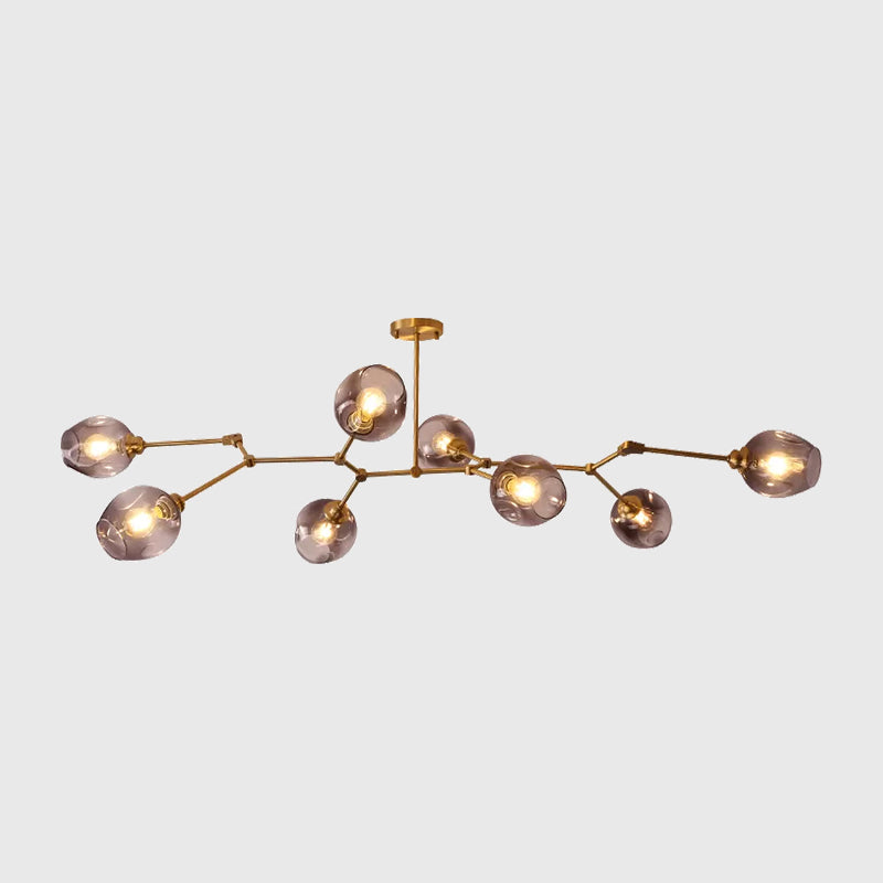 Adjustable Branch Chandelier Postmodern Dimpled Glass 7-Light Gold Hanging Light for Parlor Clearhalo 'Ceiling Lights' 'Chandeliers' 'Modern Chandeliers' 'Modern' Lighting' 2266254