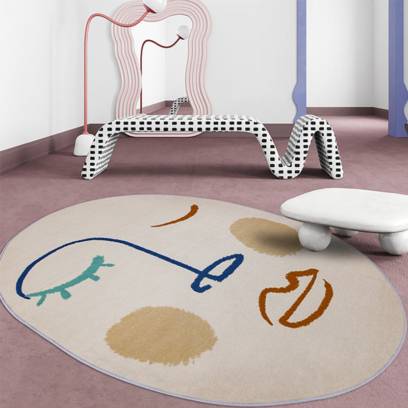 Funny Figure Face Drawing Rug Multicolor Nordic Area Carpet Polypropylene Non-Slip Pet Friendly Machine Washable Rug for Home Clearhalo 'Area Rug' 'Rug' 2266546