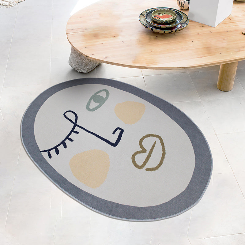 Funny Figure Face Drawing Rug Multicolor Nordic Area Carpet Polypropylene Non-Slip Pet Friendly Machine Washable Rug for Home Clearhalo 'Area Rug' 'Rug' 2266549