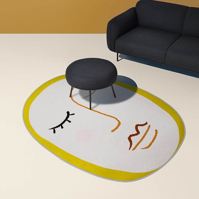 Funny Figure Face Drawing Rug Multicolor Nordic Area Carpet Polypropylene Non-Slip Pet Friendly Machine Washable Rug for Home Clearhalo 'Area Rug' 'Rug' 2266551