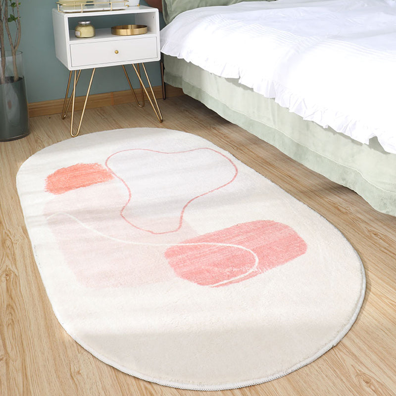 Minimalism Girls Bedside Rug Multi Color Colorblock Carpet Polyester Anti-Slip Backing Machine Washable Pet Friendly Rug Nude Pink Clearhalo 'Area Rug' 'Rug' 2266686