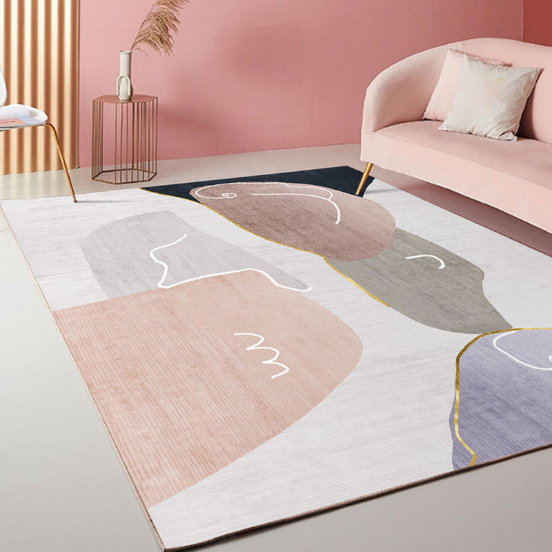 Modern Morandi Colorblock Printed Rug Multi-Color Polypropylene Carpet Machine Washable Non-Slip Stain Resistant Rug for Guest Room Pink Clearhalo 'Area Rug' 'Rug' 2266791