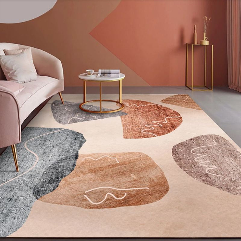 Unique Multi Colored Nordic Rug Synthetics Morandi Color Block Area Rug Washable Pet-Friendly Non-Slip Rug for Room Light Brown Clearhalo 'Area Rug' 'Rug' 2266801