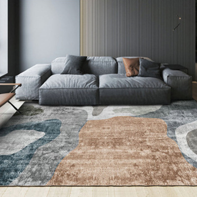 Contemporary Color Block Rug Multicolor Synthetics Carpet Washable Non-Slip Pet Friendly Rug for Living Room Light Brown Clearhalo 'Area Rug' 'Rug' 2266820