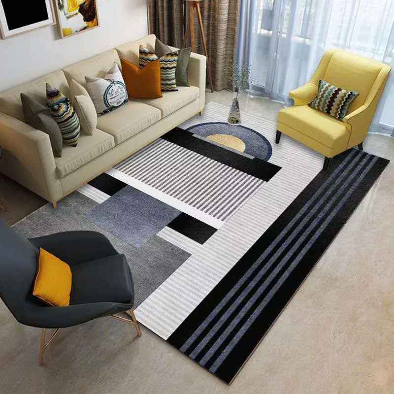 Contemporary Color Block Rug Multicolor Synthetics Carpet Washable Non-Slip Pet Friendly Rug for Living Room Black Clearhalo 'Area Rug' 'Rug' 2266825