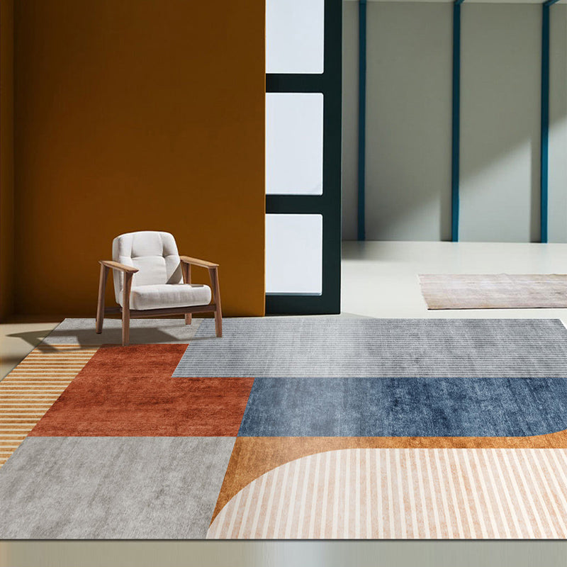 Nordic Color-Block Stripe Print Rug Multi-Colored Polypropylene Carpet Stain Resistant Anti-Slip Pet Friendly Rug for Drawing Room Clearhalo 'Area Rug' 'Rug' 2266832