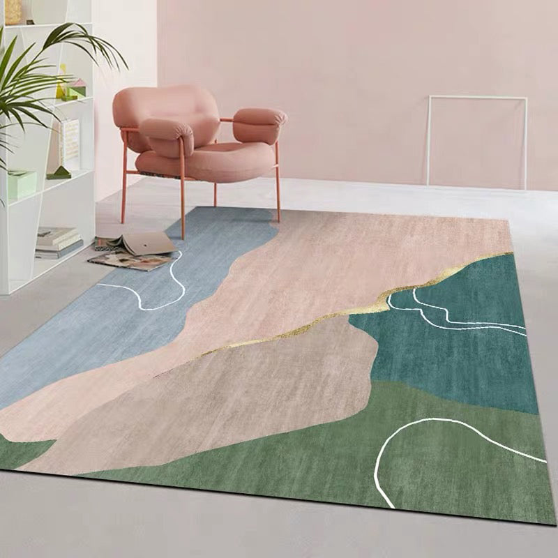 Novelty Minimalistic Rug Multi Colored Geometric Colorblock Rug Machine Washable Stain Resistant Anti-Slip Backing Rug for Home Green Clearhalo 'Area Rug' 'Rug' 2266905