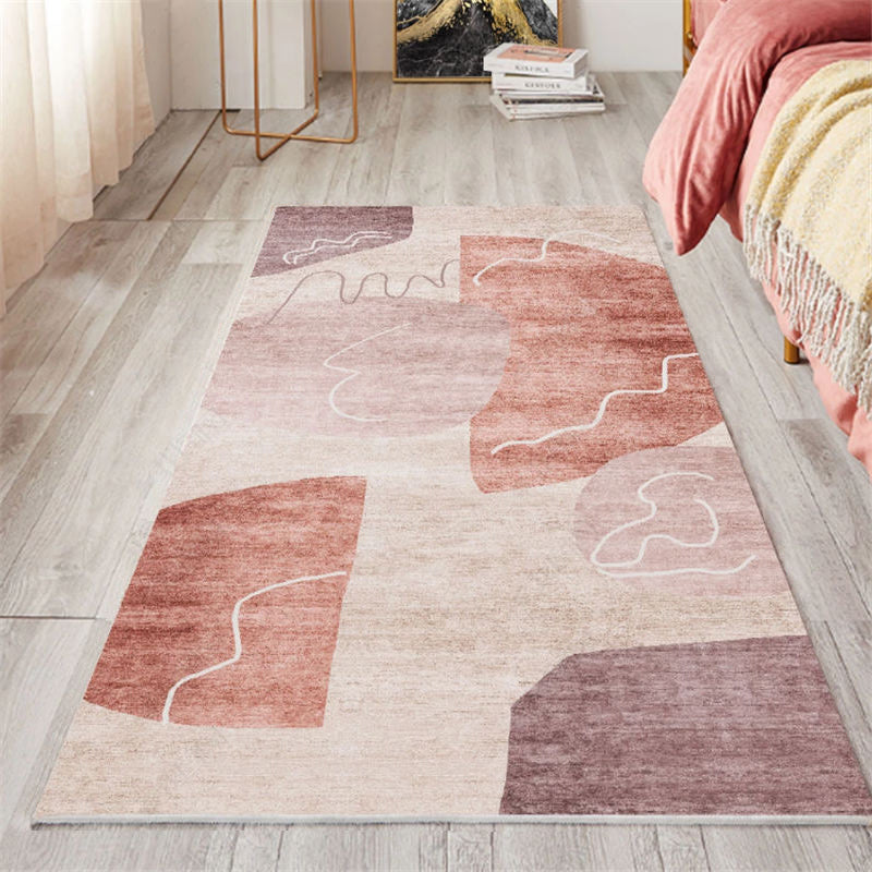 Nordic Bedroom Area Rug Multicolor Botanic Color Block Print Carpet Polyester Washable Anti-Slip Pet Friendly Rug Tan Clearhalo 'Area Rug' 'Rug' 2266951