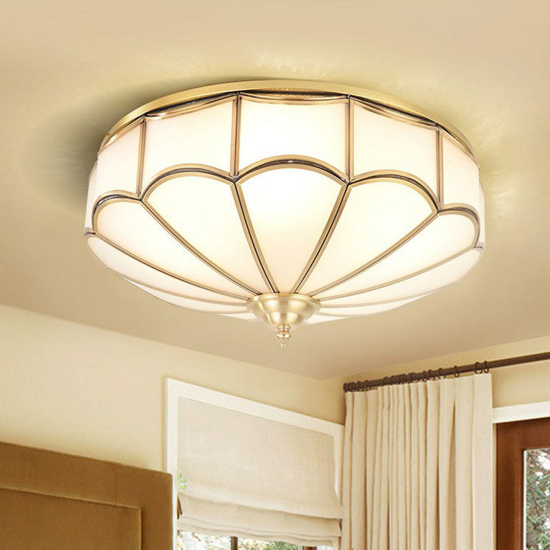 Scalloped Flush Ceiling Light Minimalistic White Glass Flush Mount Lighting Fixture Clearhalo 'Ceiling Lights' 'Close To Ceiling Lights' 'Close to ceiling' 'Flush mount' Lighting' 2267763