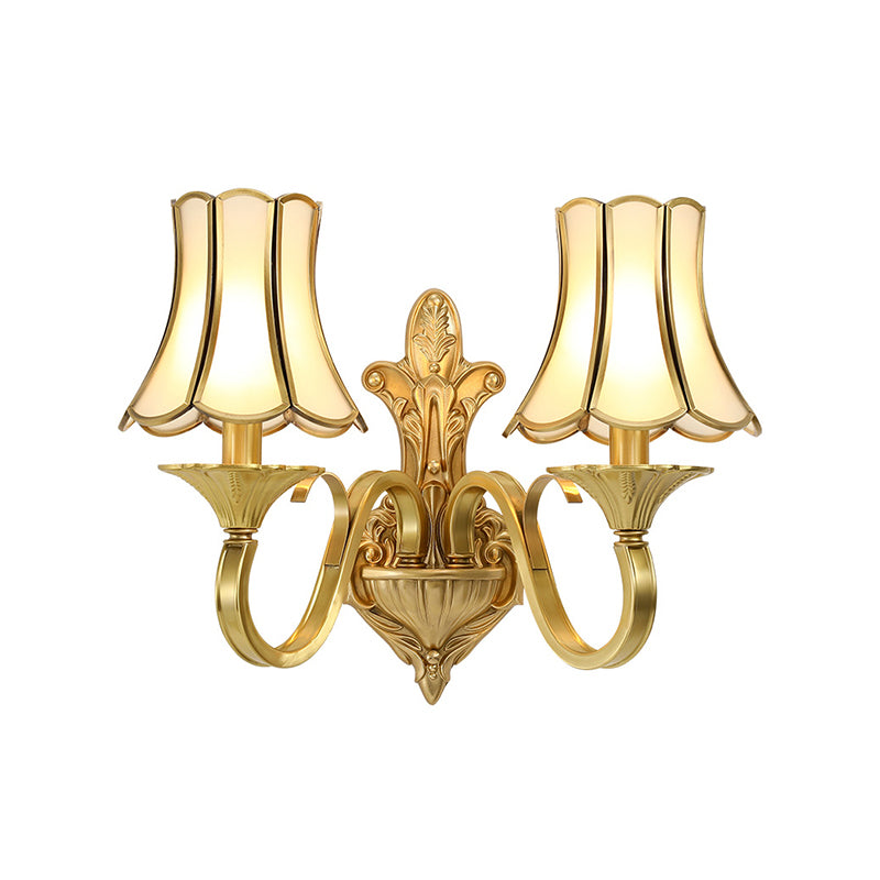 Bell Beveled Glass Wall Light Fixture Vintage Living Room Wall Mounted Lamp in Brass Clearhalo 'Wall Lamps & Sconces' 'Wall Lights' Lighting' 2267929