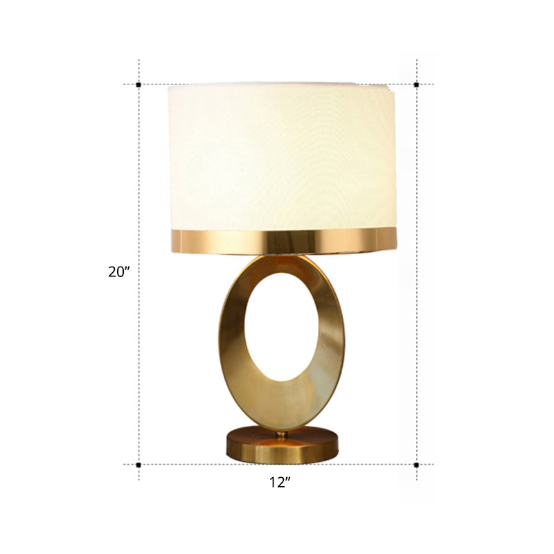 Classic Style Drum Shade Table Lamp 1 Head Fabric Nightstand Lighting for Study Room White Clearhalo 'Lamps' 'Table Lamps' Lighting' 2268074