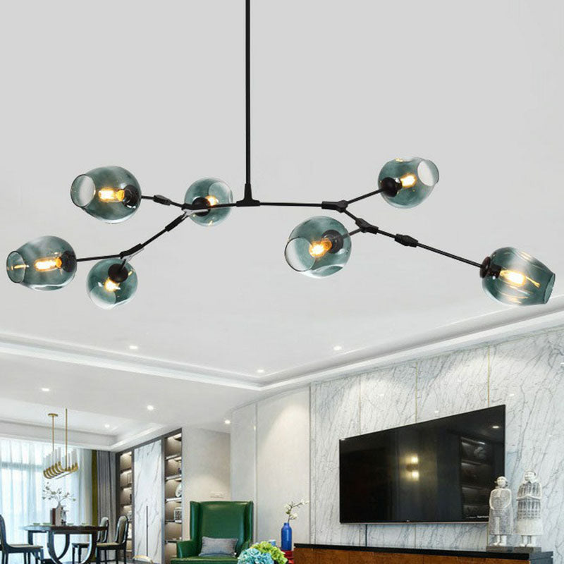 Nordic Molecular Hanging Lighting Dimple Glass 7 Heads Living Room Pendant Chandelier Black Clearhalo 'Ceiling Lights' 'Chandeliers' 'Modern Chandeliers' 'Modern' Lighting' 2268432