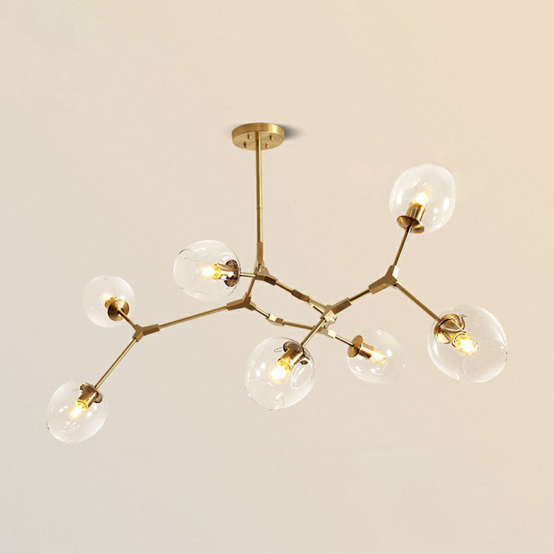 Postmodern DNA Hanging Ceiling Light Transparent Glass Living Room Chandelier in Gold 7 Gold Clearhalo 'Ceiling Lights' 'Chandeliers' 'Modern Chandeliers' 'Modern' Lighting' 2268438