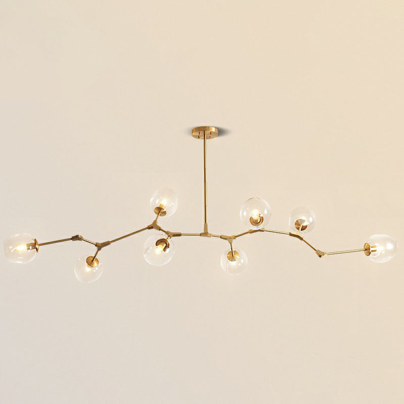 Postmodern DNA Hanging Ceiling Light Transparent Glass Living Room Chandelier in Gold 8 Gold Clearhalo 'Ceiling Lights' 'Chandeliers' 'Modern Chandeliers' 'Modern' Lighting' 2268443