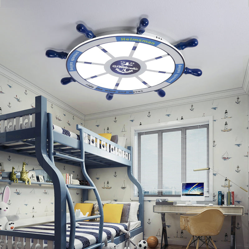 Rudder Bedroom LED Flush Mount Lighting Wood Kids Style Flush Mount Ceiling Light in Blue Clearhalo 'Ceiling Lights' 'Close To Ceiling Lights' 'Close to ceiling' 'Flush mount' Lighting' 2268507