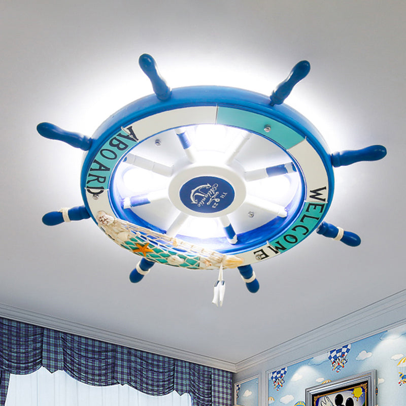 Rudder Kids Room LED Flush Mount Wooden 8 Heads Mediterranean Ceiling Flush Light Clearhalo 'Ceiling Lights' 'Close To Ceiling Lights' 'Close to ceiling' 'Flush mount' Lighting' 2268600