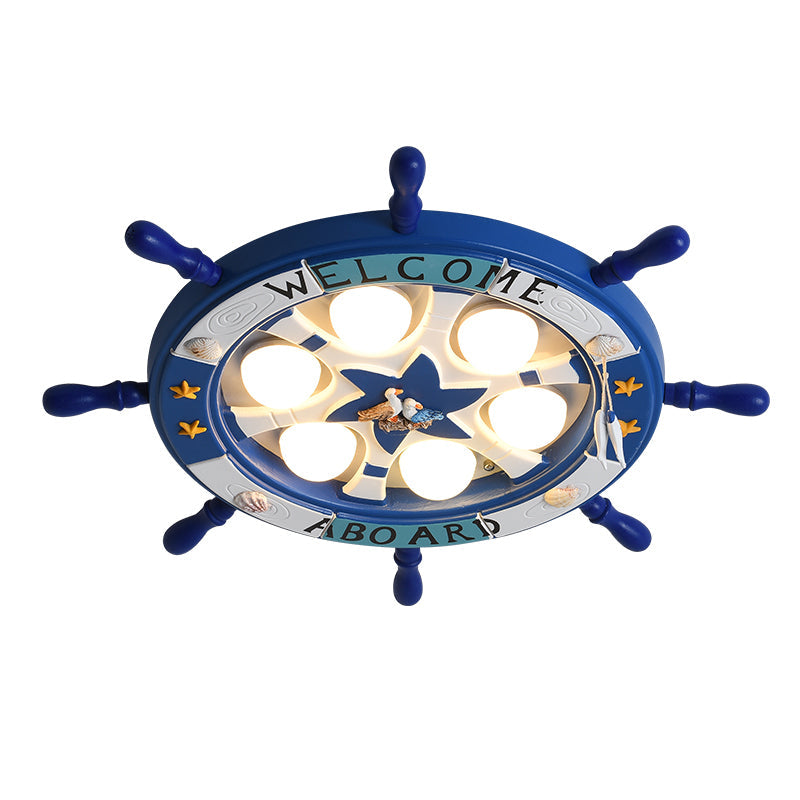 Cartoon Rudder Shaped LED Ceiling Flush Light Metal Kids Room Flush-Mount Light Fixture Clearhalo 'Ceiling Lights' 'Close To Ceiling Lights' 'Close to ceiling' 'Flush mount' Lighting' 2268629