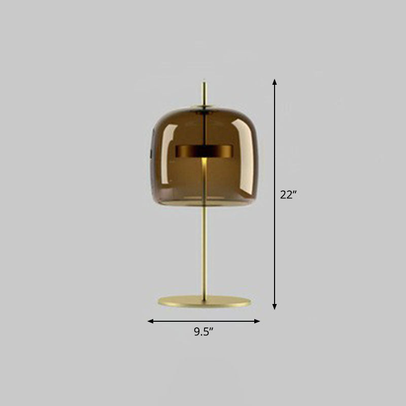 Glass Cloche Shaped Nightstand Light Minimalism Gold Finish LED Table Light for Bedroom Coffee Small Clearhalo 'Lamps' 'Table Lamps' Lighting' 2268812