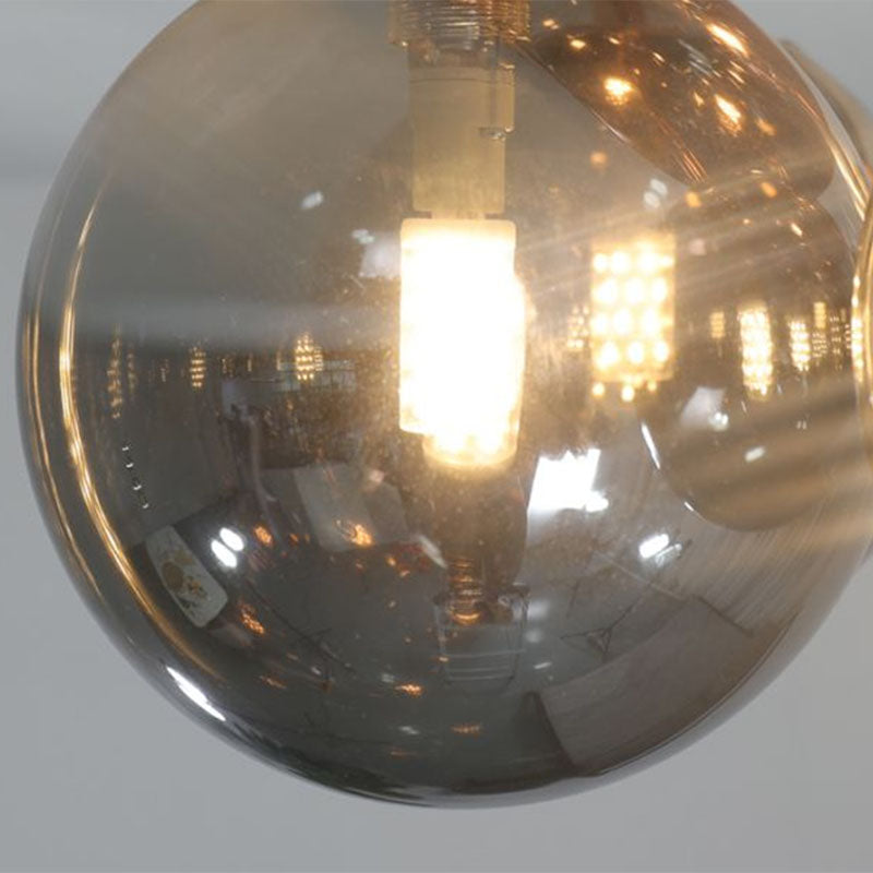 Ball Smoke Grey Glass Ceiling Lamp Postmodern 5 Lights Gold Finish Semi Flush Light Fixture Clearhalo 'Ceiling Lights' 'Close To Ceiling Lights' 'Close to ceiling' 'Semi-flushmount' Lighting' 2268905