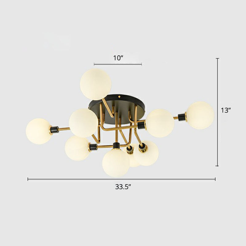 Bubbles Semi Flush Mount Lighting Modern Glass Black Finish Ceiling Fixture for Bedroom 9 Cream Clearhalo 'Ceiling Lights' 'Close To Ceiling Lights' 'Close to ceiling' 'Semi-flushmount' Lighting' 2268922