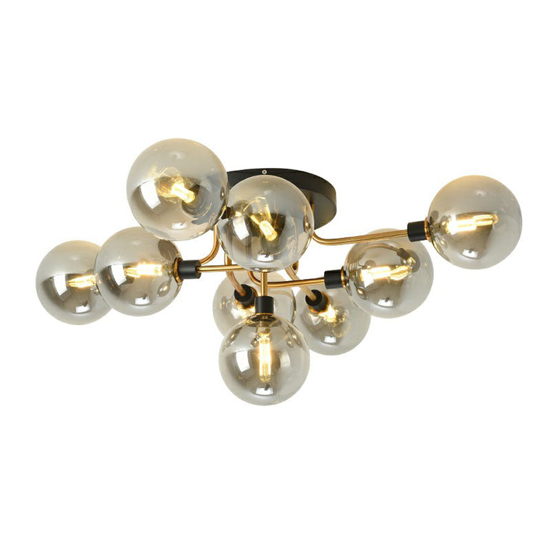 Bubbles Semi Flush Mount Lighting Modern Glass Black Finish Ceiling Fixture for Bedroom Clearhalo 'Ceiling Lights' 'Close To Ceiling Lights' 'Close to ceiling' 'Semi-flushmount' Lighting' 2268926