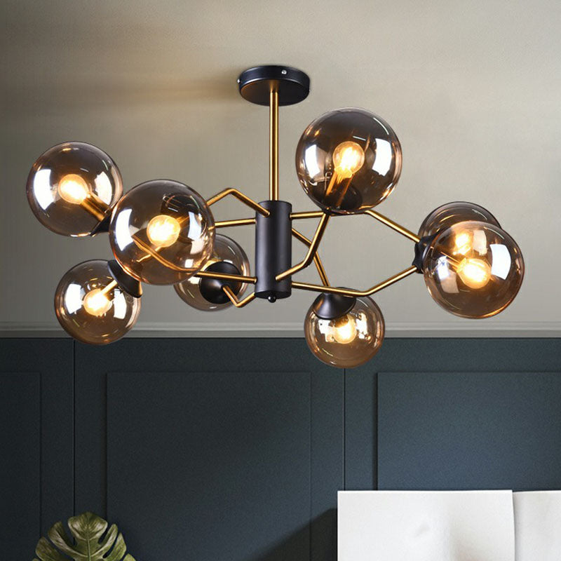 Postmodern Molecule Chandelier Light Glass Living Room Ceiling Suspension Lamp in Black-Brass Clearhalo 'Ceiling Lights' 'Chandeliers' 'Clear' 'Industrial' 'Modern Chandeliers' 'Modern' 'Tiffany' 'Traditional Chandeliers' Lighting' 2269213