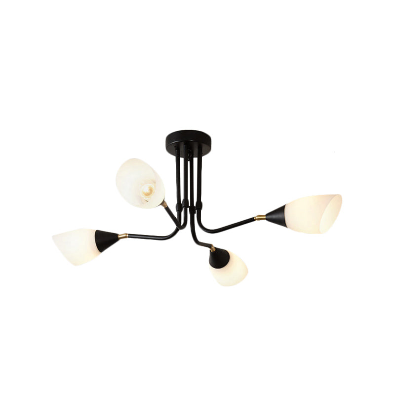 White 4/6/8 Lights Ceiling Mount Traditional Frosted Glass Sputnik Semi Flush Light for Bedroom Clearhalo 'Ceiling Lights' 'Close To Ceiling Lights' 'Close to ceiling' 'Glass shade' 'Glass' 'Semi-flushmount' Lighting' 226951